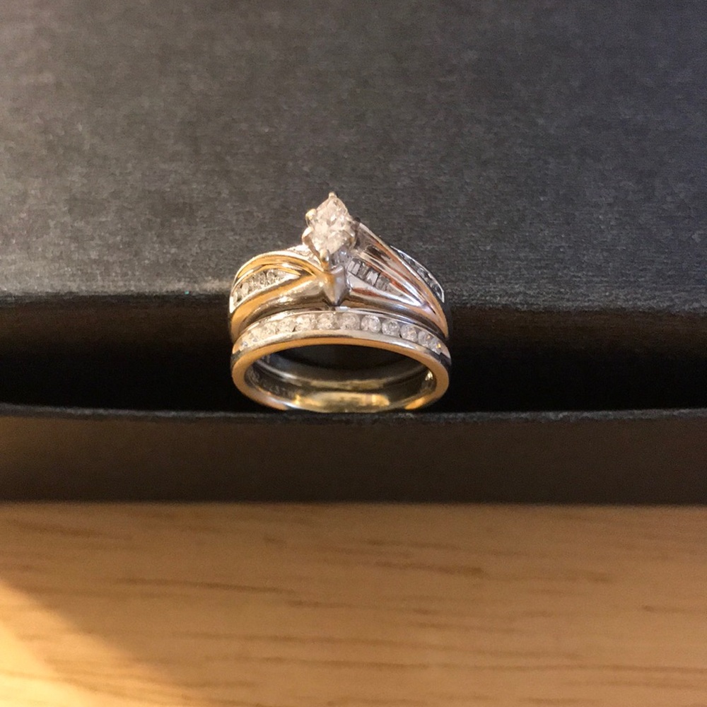 Diamond Engagement and Wedding Band Set